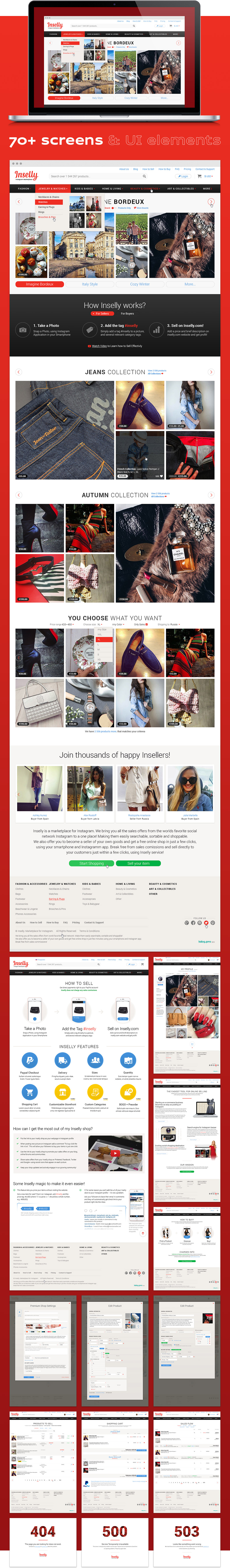 Over 70 screens and UI elements were designed for Inselly.com by lab9.pro studio